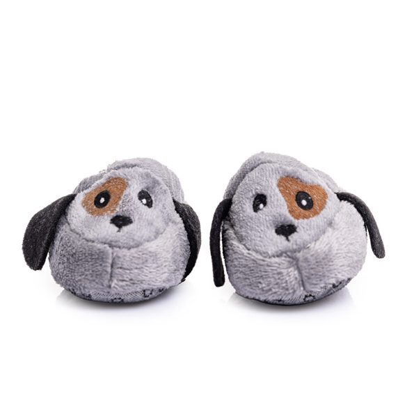 Unisex Wellsoft Dog Figurine Slippers in Grey