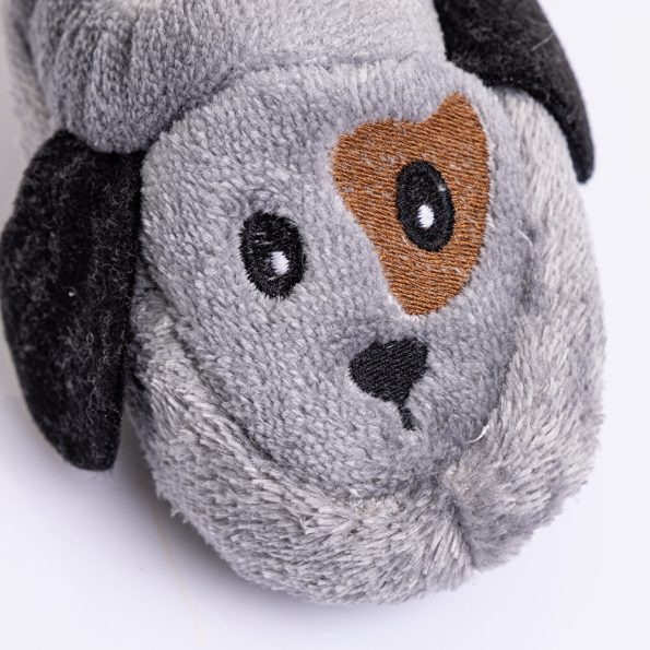 Unisex Wellsoft Dog Figurine Slippers in Grey