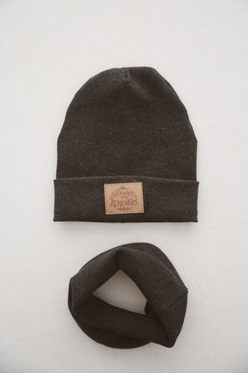 Dark Anthracite Beanie & Neck Warmer Set