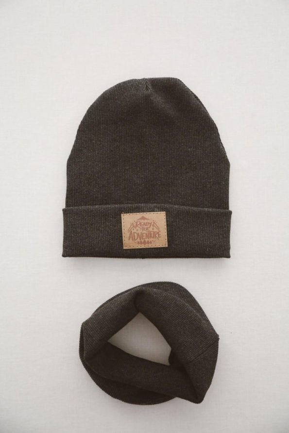 Dark Anthracite Beanie & Neck Warmer Set