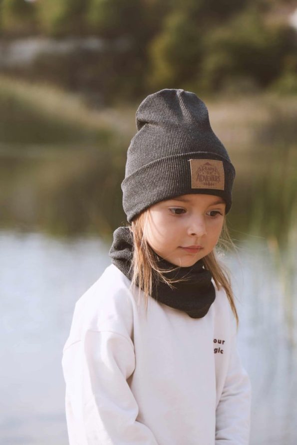 Dark Anthracite Beanie & Neck Warmer Set