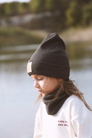 Dark Anthracite Beanie & Neck Warmer Set