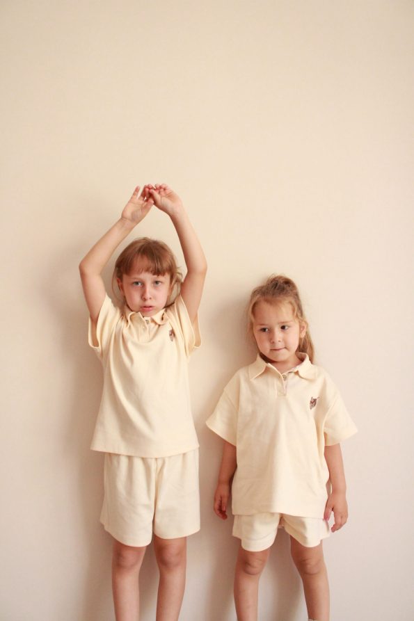 Embroidered Polo Collar Short Set
