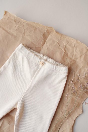 Cream Leggings with Lace Trim