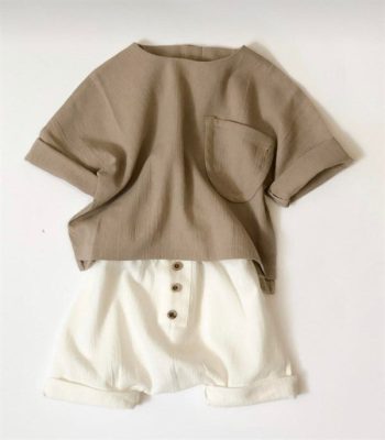 Cream Muslin Shorts + Mink Muslin Shirt