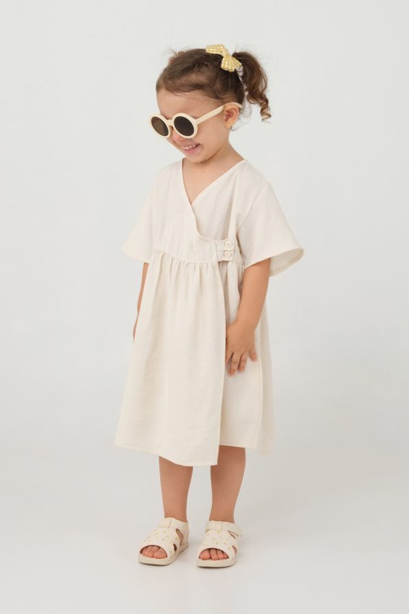 Cross Wrap Dress Bone