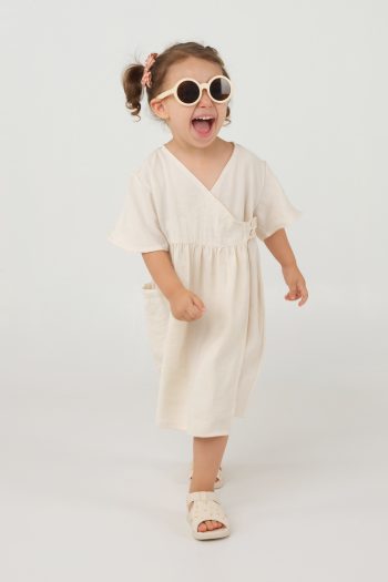 Cross Wrap Dress Bone