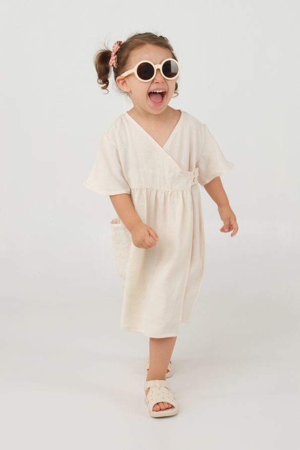 Cross Wrap Dress Bone