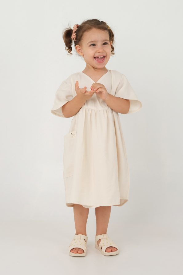 Cross Wrap Dress Bone