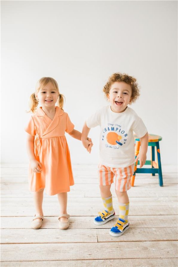 Cross-Over Peach Dress for Baby Girls