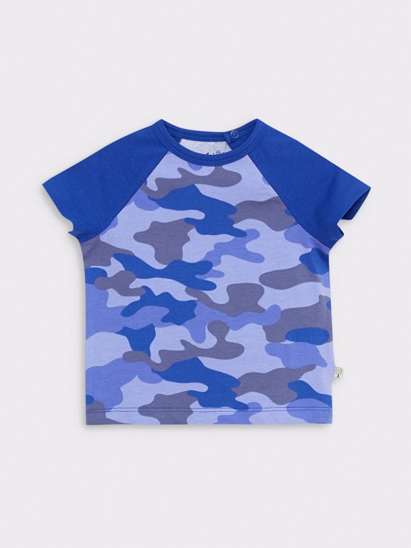 ORGANICKID Blue Printed Bicycle Neck 2-Piece Set for Baby Boys