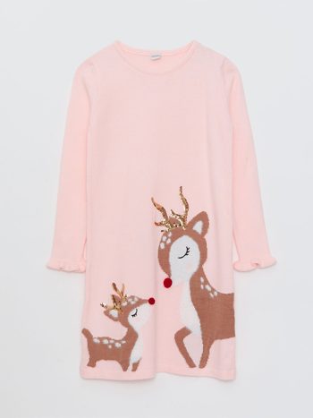 Girls' Long Sleeve Knit Sweater with Crew Neck