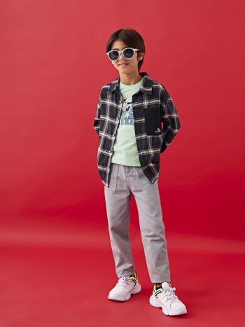 Belted Printed Cotton Cargo Pants for Boys