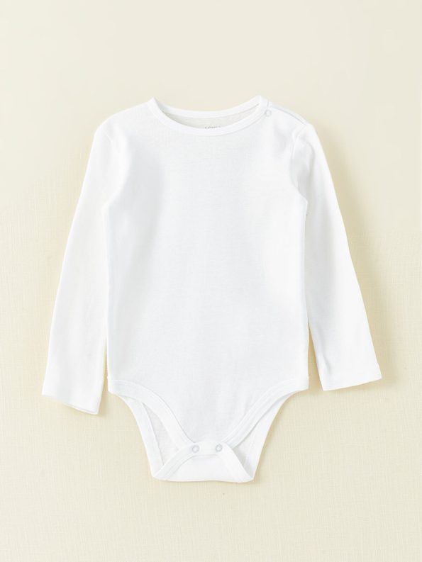 LCW Baby White Basic Long Sleeve Bodysuit Set for Girls