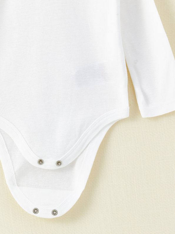 LCW Baby White Basic Long Sleeve Bodysuit Set for Girls