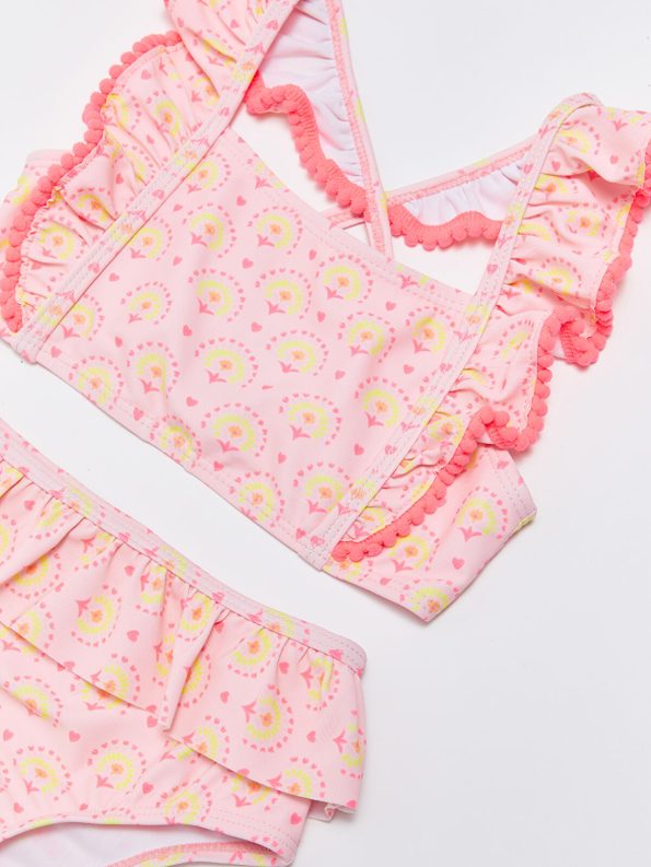 LCW Baby Pink Printed Girls' Bikini Set
