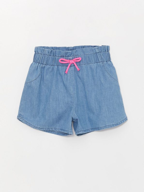 LCW Baby Indigo Elastic Waist Basic Girls' Jean Shorts
