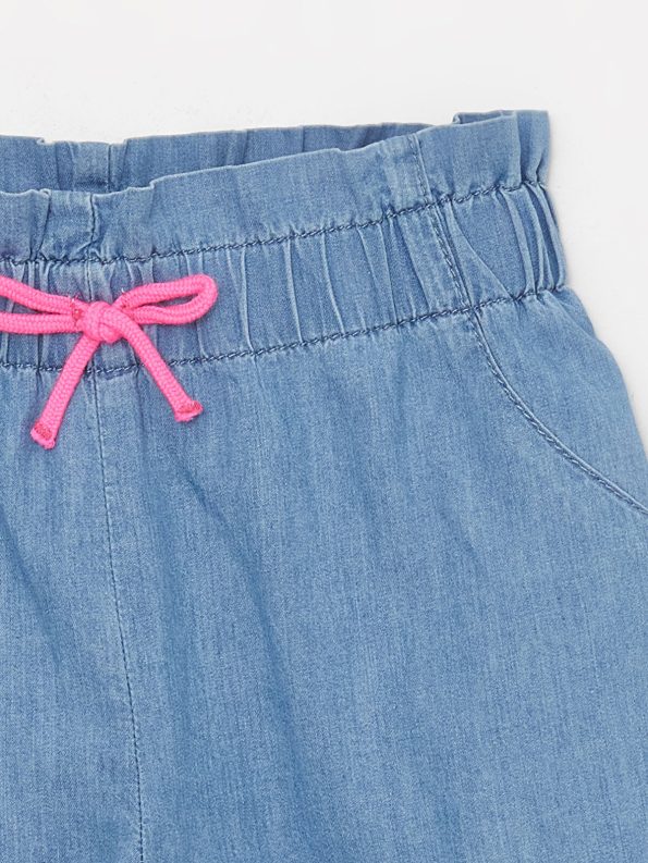 LCW Baby Indigo Elastic Waist Basic Girls' Jean Shorts