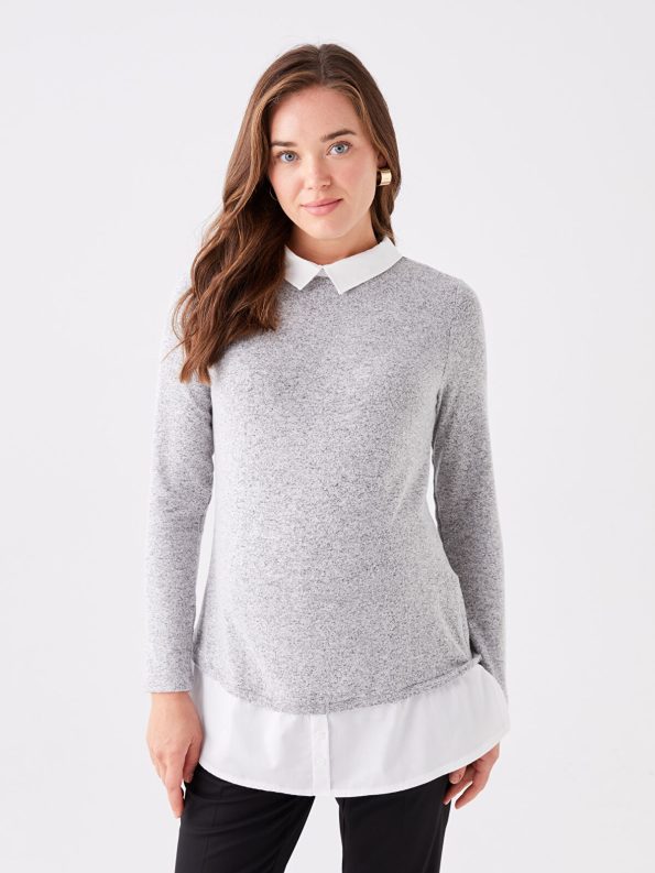 LCWAIKIKI Maternity Grey Long Sleeve Shirt