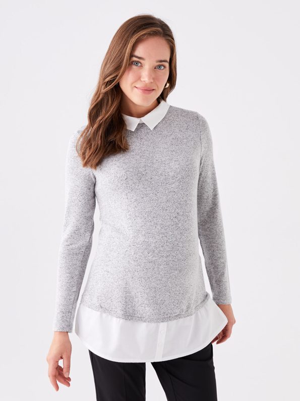 LCWAIKIKI Maternity Grey Long Sleeve Shirt