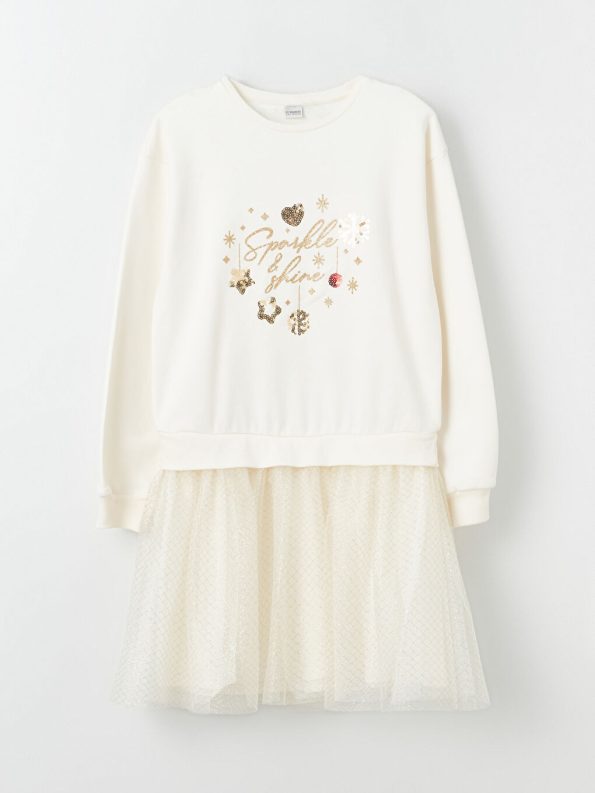 Girls' Long Sleeve Crew Neck Knit Sweater