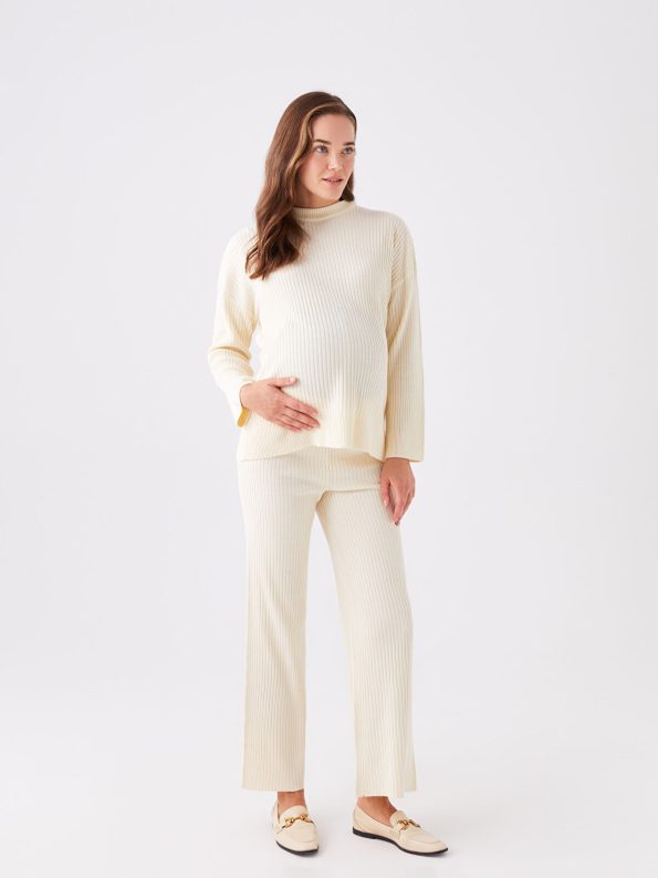 LCWAIKIKI Maternity Beige Long Sleeve Knit Sweater