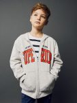 Hooded Printed Long Sleeve Boys Zippered Sweatshirt