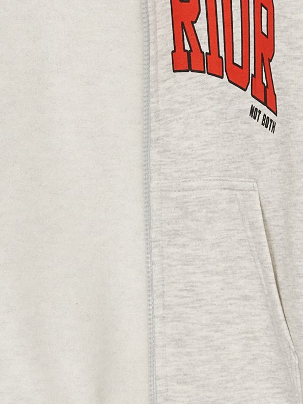 Hooded Printed Long Sleeve Boys Zippered Sweatshirt