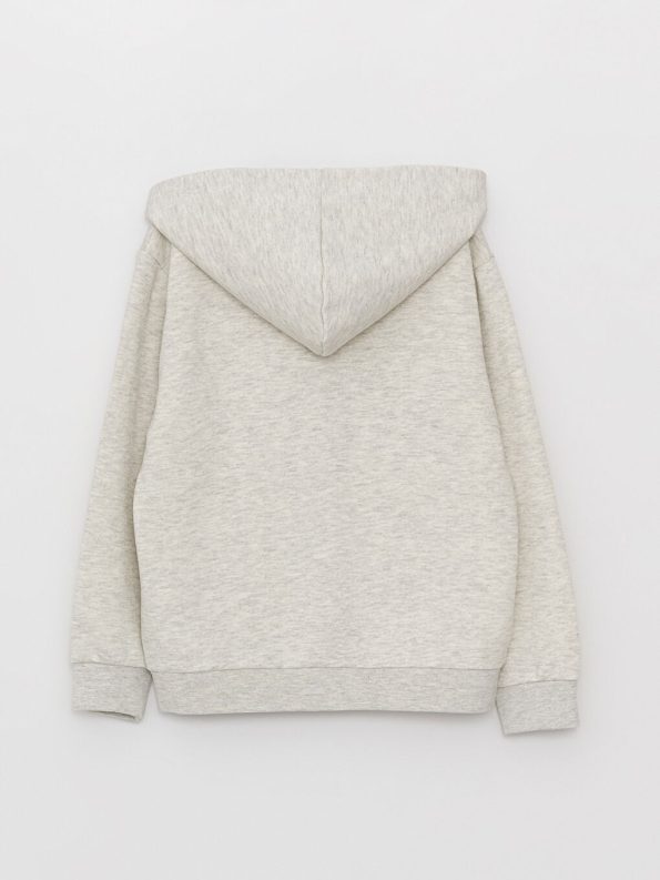 Hooded Printed Long Sleeve Boys Zippered Sweatshirt