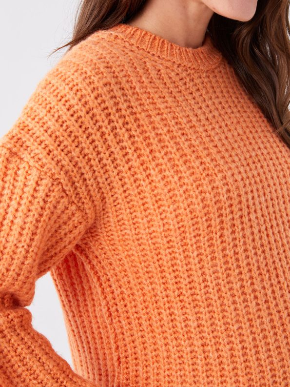 LCWAIKIKI Maternity Orange Crew Neck Long Sleeve Sweater