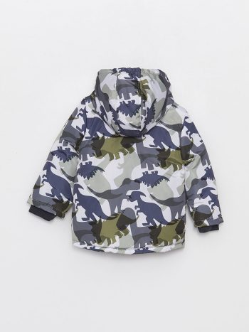 LCW Baby Green Camouflage Hooded Parka for Boys