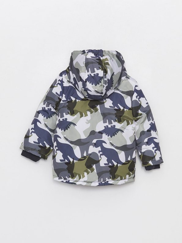 LCW Baby Green Camouflage Hooded Parka for Boys