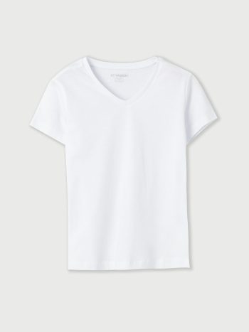 LCW Kids White V-Neck Short Sleeve Boys' T-Shirt
