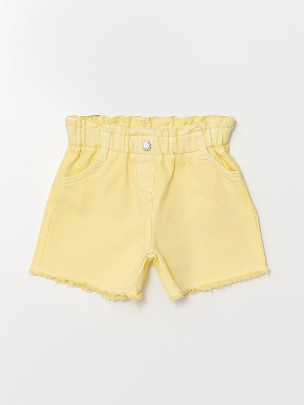 LCW Kids Yellow Elastic Waist Basic Girl's Shorts