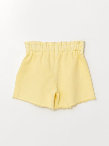 LCW Kids Yellow Elastic Waist Basic Girl's Shorts