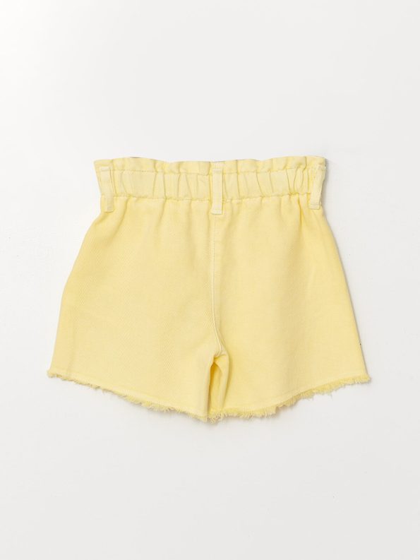 LCW Kids Yellow Elastic Waist Basic Girl's Shorts