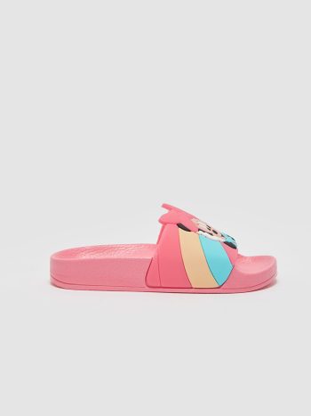 LCW STEPS Pink Minnie Mouse Printed Girls Slippers