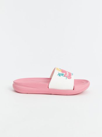 LCW STEPS Pink Printed Single Band Girls' Slippers