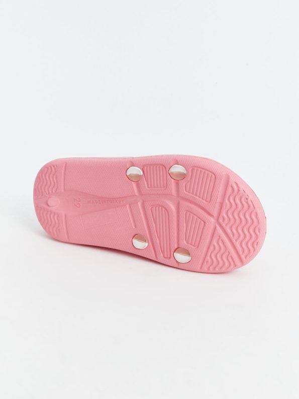 LCW STEPS Pink Printed Single Band Girls' Slippers