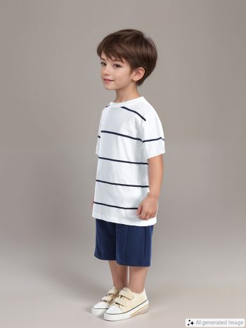 LCW Kids Gray Crew Neck Printed Boys' T-Shirt and Shorts Set