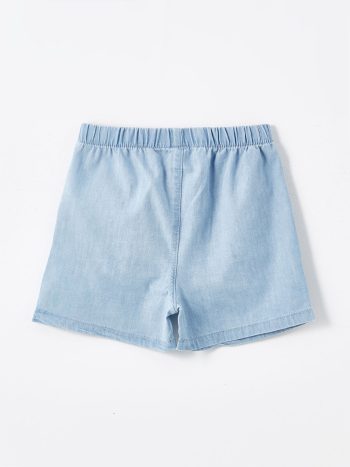 LCW Kids Indigo Elastic Waist Denim Shorts for Baby Girls