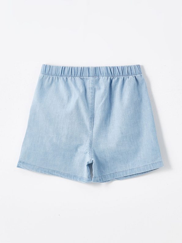 LCW Kids Indigo Elastic Waist Denim Shorts for Baby Girls