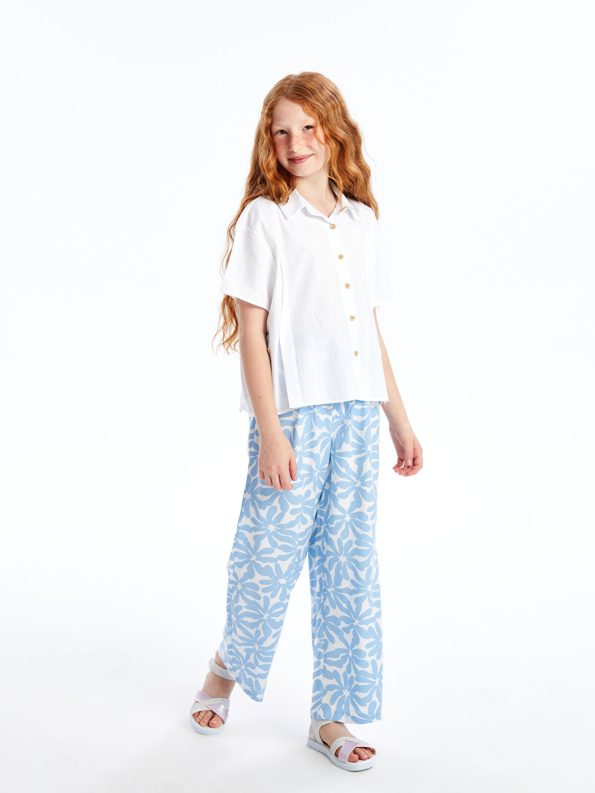 LCW Kids White Basic Short Sleeve Crop Shirt for Girls