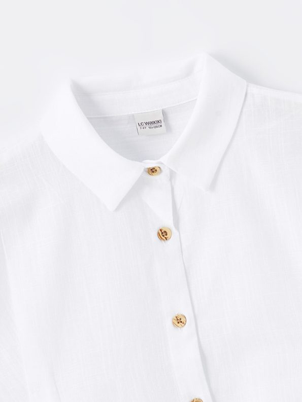 LCW Kids White Basic Short Sleeve Crop Shirt for Girls