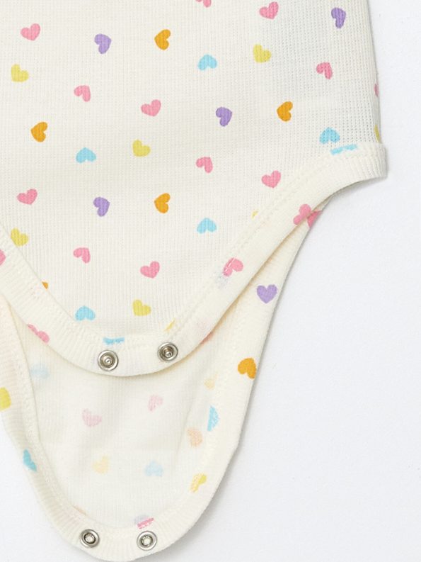 LCW Baby Beige Square Neck Printed Bodysuit