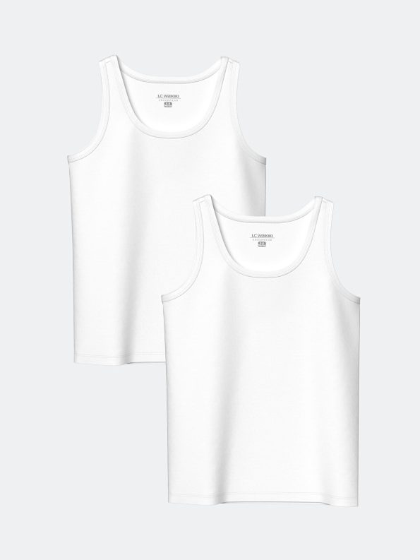 LCW Kids White Crew Neck Boys' Tank Top Set