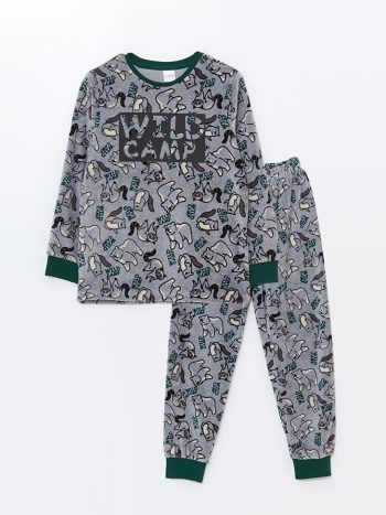Boys' Thick Sweatshirt Set with Crew Neck