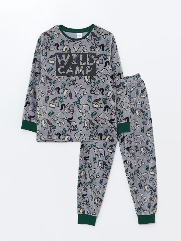 Boys' Thick Sweatshirt Set with Crew Neck