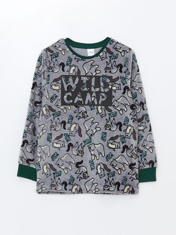 Boys' Thick Sweatshirt Set with Crew Neck