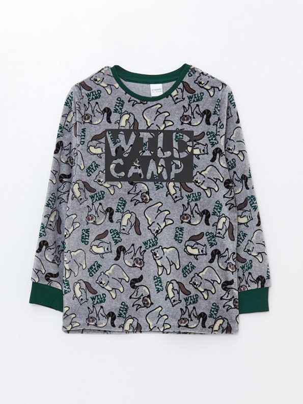 Boys' Thick Sweatshirt Set with Crew Neck